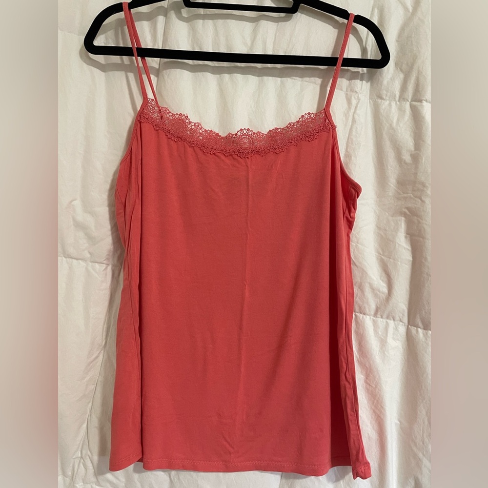 Coral lace trim camisole